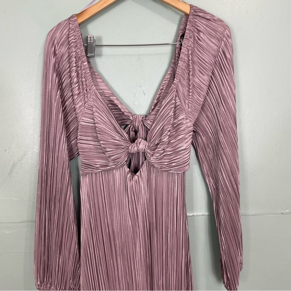 Baltic Born Amani Pleated Midi Dress in Lilac Purple Women Size XL Back Tie - Picture 4 of 11